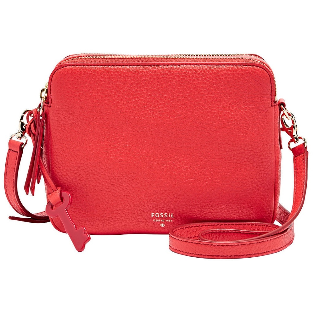 Fossil Red Sydney Crossbody Leather Purse